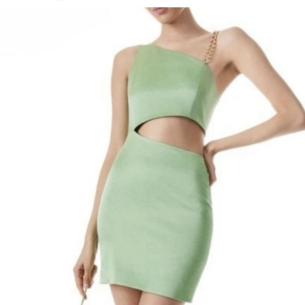 NWT Alice + Olivia Revolve Women's Green One-Shoulder Cutout Karoline Dress 2 - Picture 2 of 15